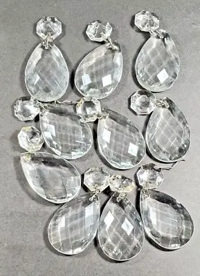 Lot Of 10 Large Vintage Crystal Glass Tear Drop Lamp Chandelier Prisms 1 Inch • $15
