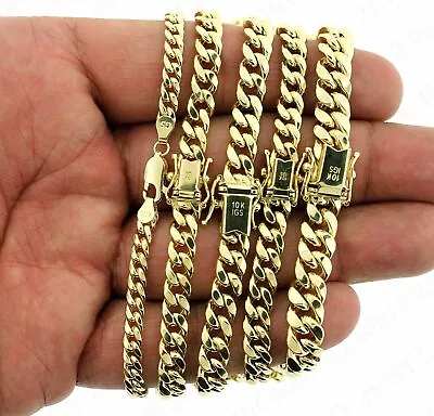 Real 10K Yellow Gold 5mm-10mm Miami Cuban Link Chain Bracelet Necklace • $1799.99