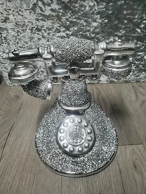 £29.99 • Buy Stunning Telephone Phone Sparkle Ornament Bling Crushed Diamond Retro Style Gift