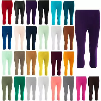 Ladies Womens Plain 3/4 Length Jog Jogging Gym Workout Jeggings Leggings Pants • £2.99