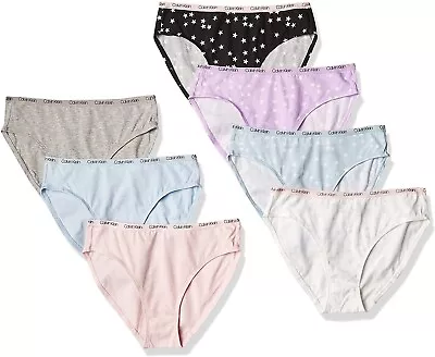 Calvin Klein 259679 Girls Cotton 7 Pack Stars Bikini Panties Underwear Size XL • £25.28