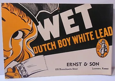 Old Vintage 1950s Dutch Boy Paint Advertising Sign Ernst & Son Lawrence Kansas • $41.99