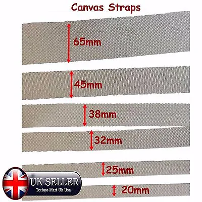 £7.99 • Buy 100% Natural Cotton Canvas Tape Strap Belt Thick Strong Heavy Duty Craft Webbing