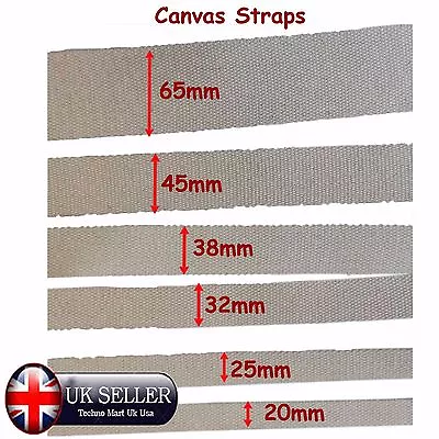 100% Natural Cotton Canvas Tape Strap Belt Thick Strong Heavy Duty Craft Webbing • £4.99