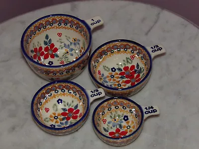 Polish Pottery Measuring Cup Set 1/4 - 1 Cup!  UNIKAT Signature Rembrandt! • $146.99