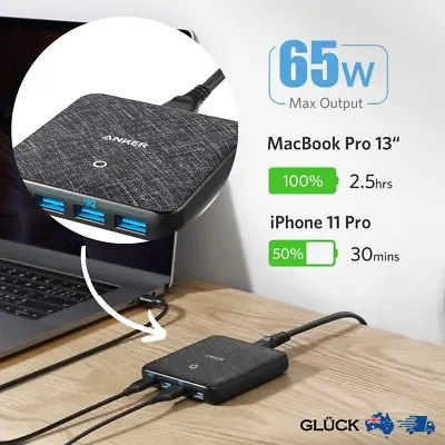 $113.85 • Buy Anker PowerPort Atom III Slim Wall Charger (Four Ports) Black