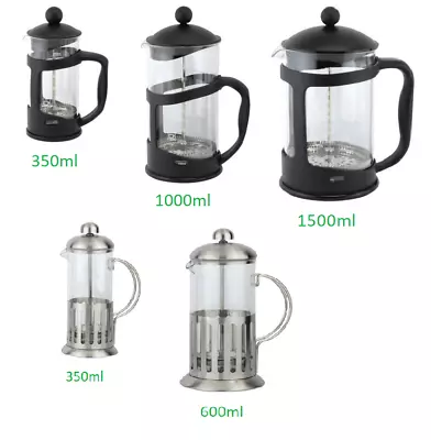 Cafetiere Coffee Maker 3 / 6 /8 / 12 Cup Plunger Press Espresso Latte Cappuccino • £10.90