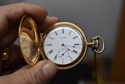 Vintage Waltham Pocket Watch Gold Tone 15 Jewels 16s Hunter Case • $4.25