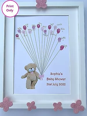 £5.99 • Buy Baby Shower Games Guestbook Personalised Teddy Boy Girl Unisex Print With Ink