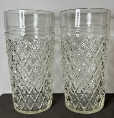 Lot Of 2 Vintage Unbranded Diamond Quilt Pattern Glass Tumblers Glassware • $18.99