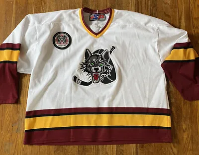 Chicago Wolves Minor League Hockey Jersey Sewn Vintage ~ White  Size Men’s L-XL • $69.99