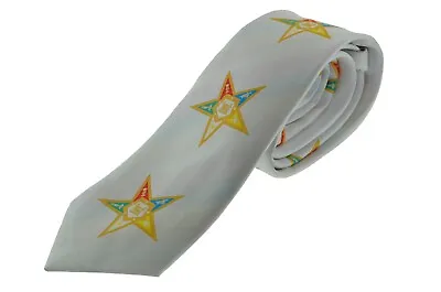 Masonic Tie OES - Order Of The Eastern Star Masonic White Tie Design Freemasons • $17.99