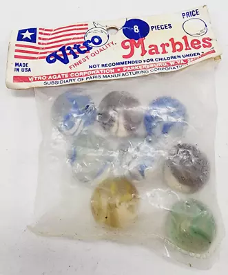 Vintage  Vitro Agate Poly Bag  1  Marbles Early-Mid 1970's 8 Piece ☆MINT☆ • $29.99