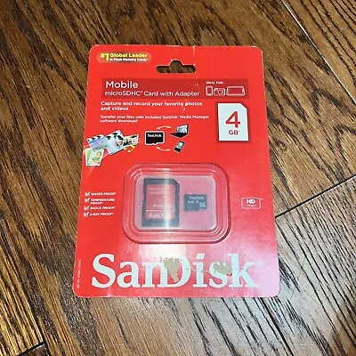 SanDisk MicroSDHC Card With Adapter 4GB ~ *NEW* • $14.99
