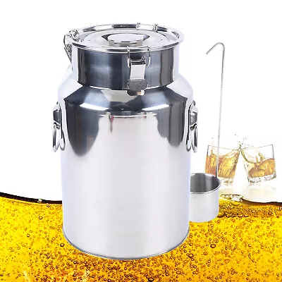 18l Stainless Steel Milk Churn Can Milk Jug Canister W/carry Handle & Sealed Lid • £52.25