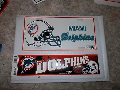 Miami Dolphins License Plate & Sticker Lot NEW Vtg NFL 90's 1993 License Plate • $26