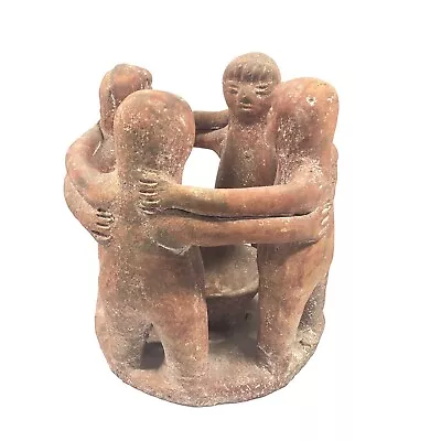 $28.95 • Buy Aztec Mayan Folk Art Clay Pottery Circle Of Friends Candle Incense Holder Mexico