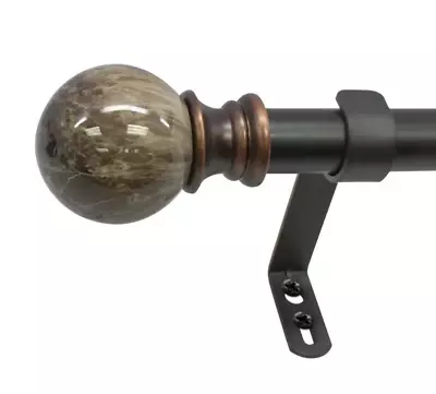 18-36 In Decopolitan Marble Ball Single Telescoping Drapery Rod Set - Bronze • $24.99