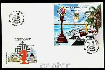 1992 Chess Olympiad ManilaPhilippinesfigurespalmRizal ParkRomaniaB.273FDC • $6.25