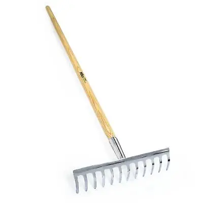 Hilka Stainless Steel Head 12 Tooth Rake Garden Bow Rake Hard Wood Handle • £19.69