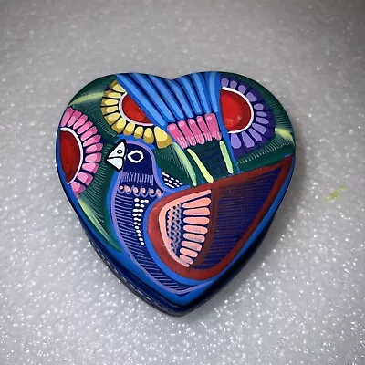 Mexican  Folk Art Trinket Box Heart VTG. Shaped Hand Made Rare Red Clay Pottery  • $2
