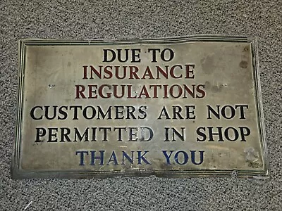 Vintage 60s/70s Insurance Regulations Automobile Auto Repair Vacuum Formed Sign • $60