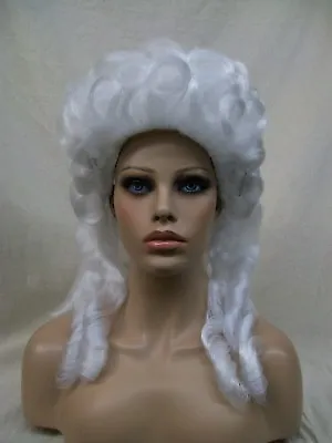 White Baroque Wig Marie Antoinette Colonial Victorian Lady Dame Medieval Queen • $29.95