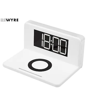 $15.99 • Buy Qi Wireless Phone Fast Charger Station With LED Digital Alarm Clock—AMAZING SALE