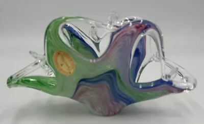 Italian Hand Blown Art Glass Napkin Holder - Blue Pink Green - Murano Glassware • $29.99