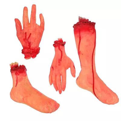  4 Pcs Halloween Prank Decoration Fake Body Parts Zombie Baby Prosthetic Hand • £18.99