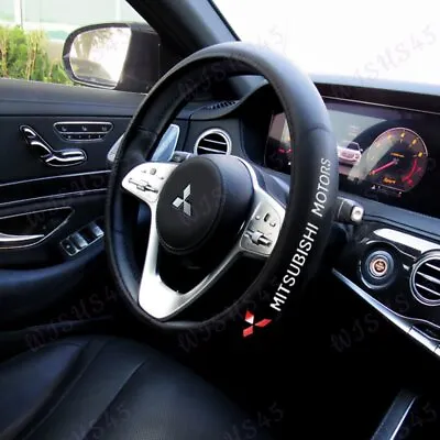Black New Faux Leather For MITSUBISHI 15  Diameter Car Auto Steering Wheel Cover • $23.51