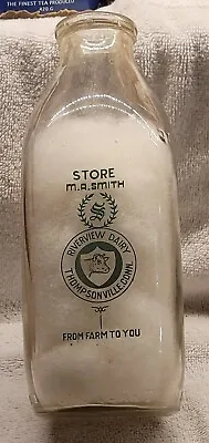 M. A. Smith Store Riverview Dairy Thompsonville Connecticut Quart Milk Bottle • $29.99