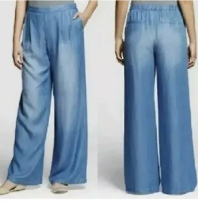 Merona Wide Leg Pants Medium Relaxed Lounge Palazzo Blue Lyocell Pull On M NEW • $6.93