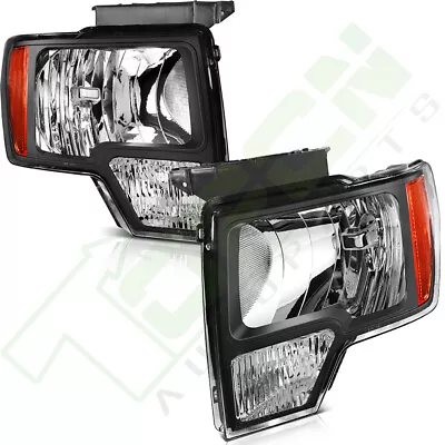 For Ford F-150 2009-2014 Headlights Assembly Pair Black Housing Left + Right • $80