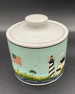 COASTAL BREEZE WARREN KIMBLE Lidded Sugar Bowl Lighthouse 1998 Sakura Candy Dish • $15