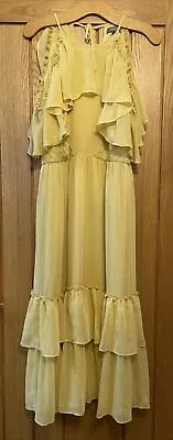Oasis Lovely Yellow Chiffon Maxi Dress - Size 12 • £17.50