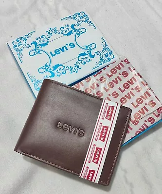 Mens Leather Wallet LEVI'S Credit Cards Pocket Bifold Slim Wallet Purse (New)  • £17.49