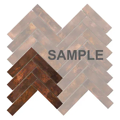 $3.99 • Buy Antique Copper Color Metallic Metal Herringbone Mosaic Tile Kitchen Backsplash