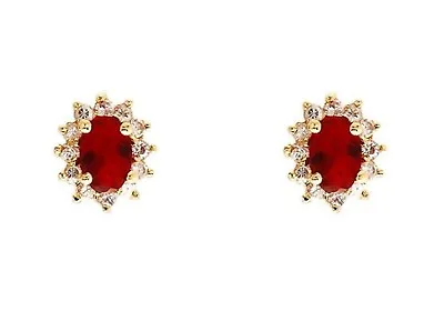 New 18ct Gold Filled Cluster  Earrings With Red And   Clear  Gemstone  230 • £18.99