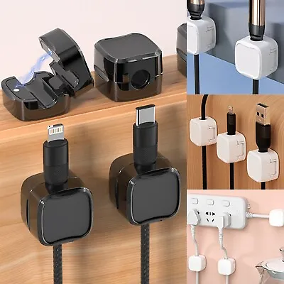 6Pcs Magnetic Cable Clips Self-Adhesive Cord Organizers Holder Desk Cables Fixed • £4.89