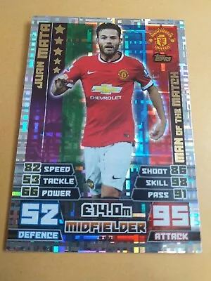 MATCH ATTAX 2014/2015 Juan MATA  MAN OF THE MATCH No 382 Trading Card • £2.25