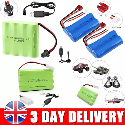 4.8v-9.6V 2400mAh Ni-MH AA Battery SM-2P 2Pin Plug + USB Charger For RC Car Car • £13.89