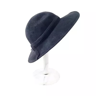 Sonni Womens Floppy Black Wool Felt  1970's Style Vintage Bohemian Boho Hat • $24.76