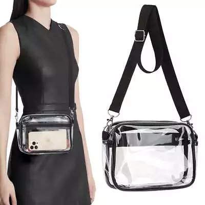 Clear Crossbody Purse Bag Stadium Approved For Concerts Adjustable Strap Women • $11.06