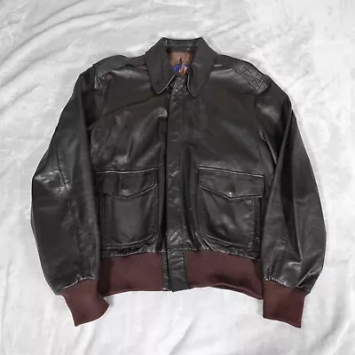 Vintage A-2 Goat Skin Leather Bomber Flight Jacket Mens M? Military Brown READ! • $119.99