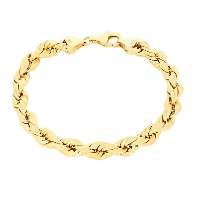 14K Yellow Gold 7mm Rope Diamond Cut Mens Wide Chain Bracelet 7.5  8  8.5  9  • $531.98