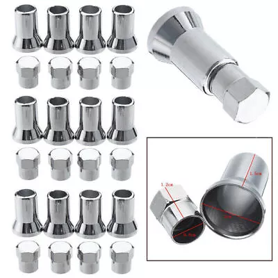 24PCS TR413 Chrome Car Tire Wheel Tyre Valve Stem Hex Cap W/ Sleeve Cover Kits • $5.49