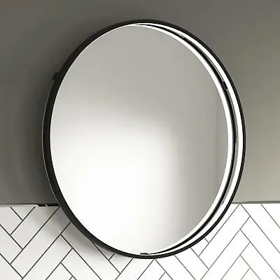 £109.99 • Buy 600x600mm Halo Noir LED Illuminated Black Bathroom Mirror | Demister Pad | Round