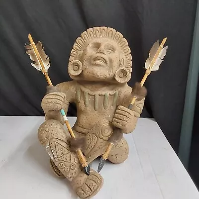 Vintage Mexico Mayan Clay Figure Statue Handmade Warrior • $35