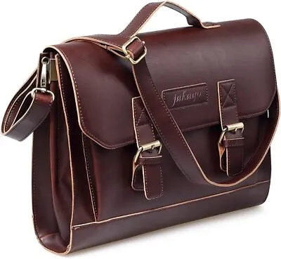 JAKAGO Retro Leather Laptop Briefcase 13.3 InchPremium Waterproof Messenger • £45.87